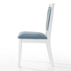 Crystal Diamond Strip Velvet Dining Chairs Set of 6 – Light Blue, White Frame