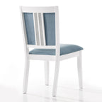 Crystal Diamond Strip Velvet Dining Chairs Set of 6 – Light Blue, White Frame