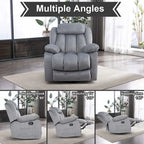 Soft Fabric Overstuff Manual Recliner with Massager and Heat