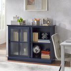 Sliding Tempered Glass Door Display Cabinet – 2 Fixed Shelves, White or Blue