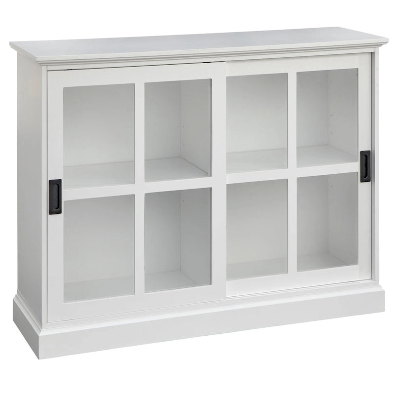 Sliding Tempered Glass Door Display Cabinet – 2 Fixed Shelves, White or Blue