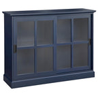 Sliding Tempered Glass Door Display Cabinet – 2 Fixed Shelves, White or Blue