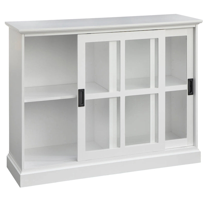 Sliding Tempered Glass Door Display Cabinet – 2 Fixed Shelves, White or Blue