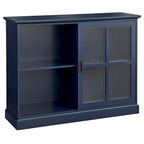 Sliding Tempered Glass Door Display Cabinet – 2 Fixed Shelves, White or Blue