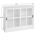 Sliding Tempered Glass Door Display Cabinet – 2 Fixed Shelves, White or Blue