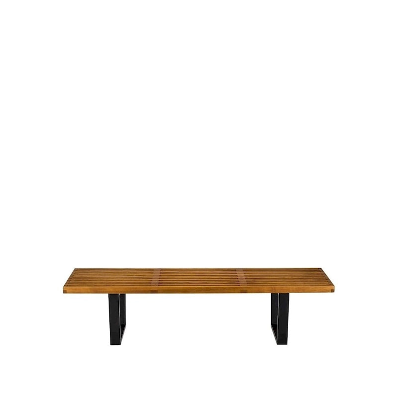 48-Inch Modern Manufactured Wood Bench – Natural or Walnut Finish