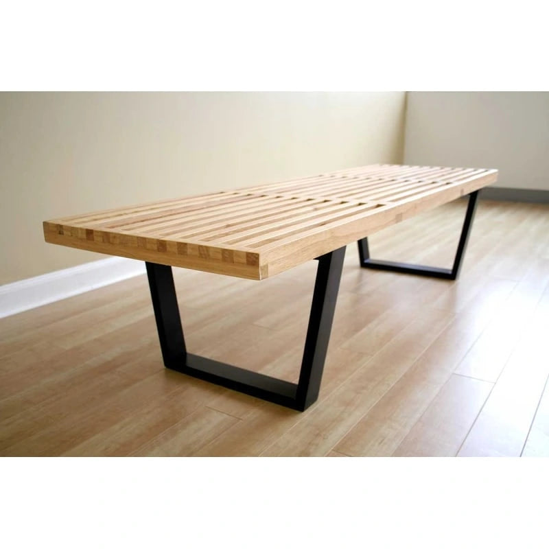 48-Inch Modern Manufactured Wood Bench – Natural or Walnut Finish