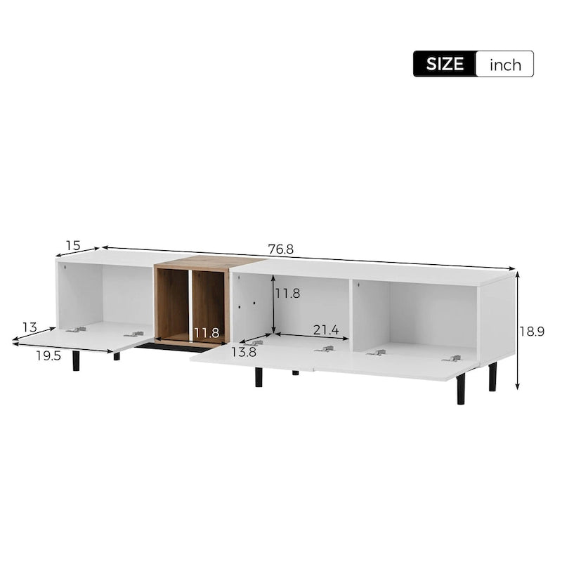 Modern TV Stand for 80 TV with 3 Doors with Large Storage Cabinet