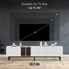 Modern TV Stand for 80 TV with 3 Doors with Large Storage Cabinet