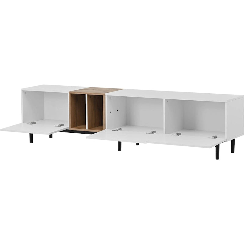 Modern TV Stand for 80 TV with 3 Doors with Large Storage Cabinet