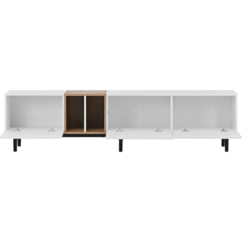 Modern TV Stand for 80 TV with 3 Doors with Large Storage Cabinet