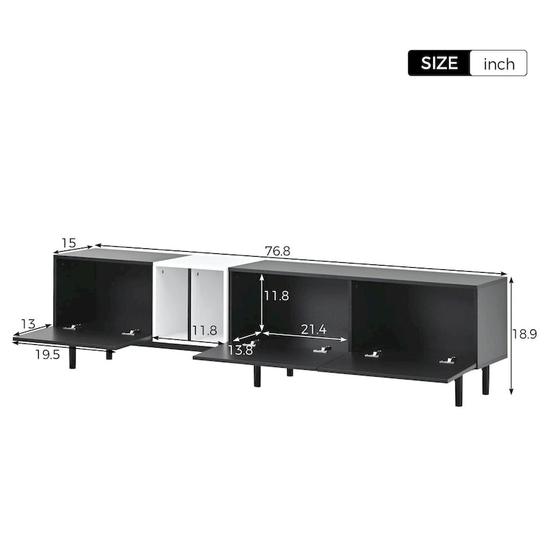 Modern TV Stand for 80 TV with 3 Doors with Large Storage Cabinet