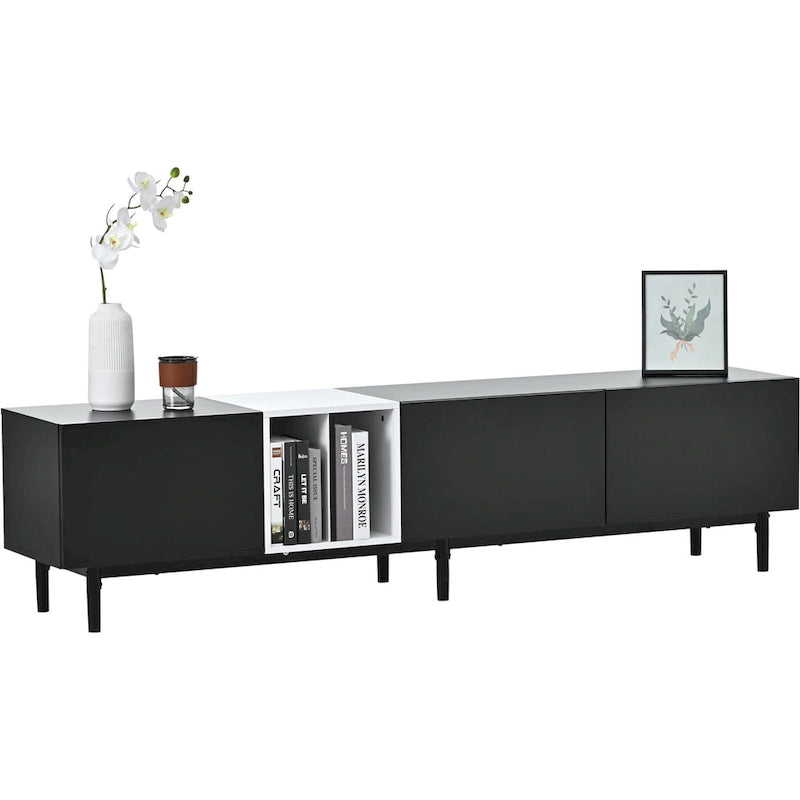 Modern TV Stand for 80 TV with 3 Doors with Large Storage Cabinet