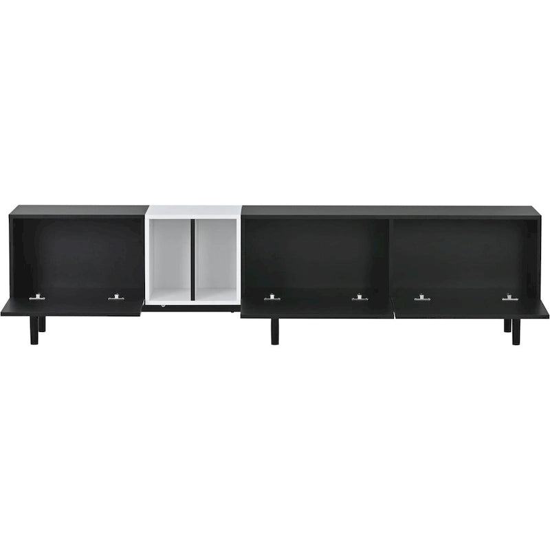 Modern TV Stand for 80 TV with 3 Doors with Large Storage Cabinet