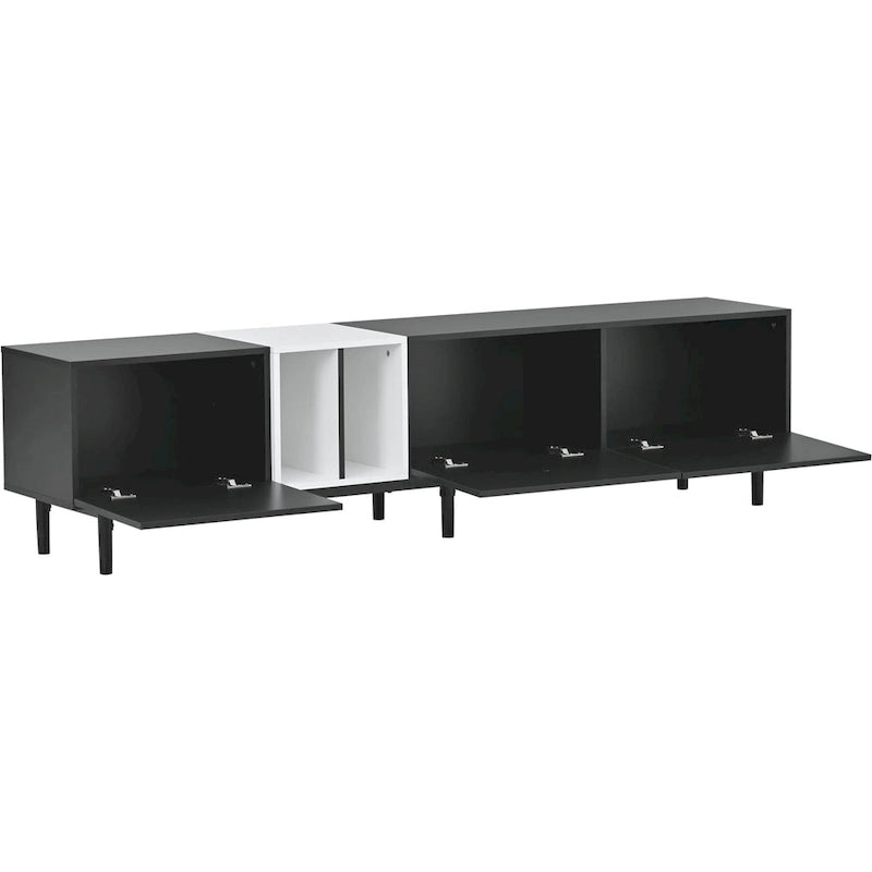 Modern TV Stand for 80 TV with 3 Doors with Large Storage Cabinet