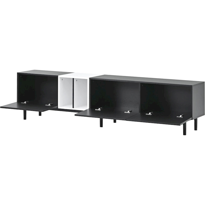 Modern TV Stand for 80 TV with 3 Doors with Large Storage Cabinet