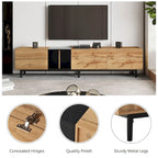 Modern TV Stand for 80 TV with 3 Doors with Large Storage Cabinet