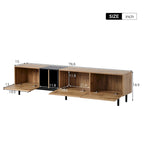 Modern TV Stand for 80 TV with 3 Doors with Large Storage Cabinet