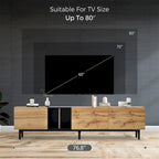 Modern TV Stand for 80 TV with 3 Doors with Large Storage Cabinet