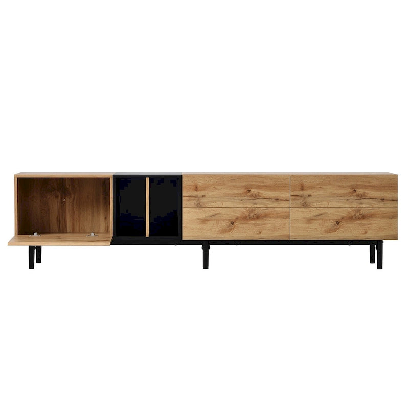 Modern TV Stand for 80 TV with 3 Doors with Large Storage Cabinet