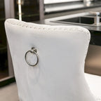Velvet Upholstered Barstools – Set of 2, Tufted, Nailhead Trim, Solid Wood Frame
