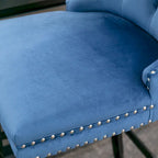 Velvet Upholstered Barstools – Set of 2, Tufted, Nailhead Trim, Solid Wood Frame