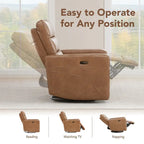 Power Swivel Recliner with Headrest & USB Charging Ports – 270° Swivel