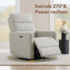 Power Swivel Recliner with Headrest & USB Charging Ports – 270° Swivel