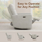 Power Swivel Recliner with Headrest & USB Charging Ports – 270° Swivel