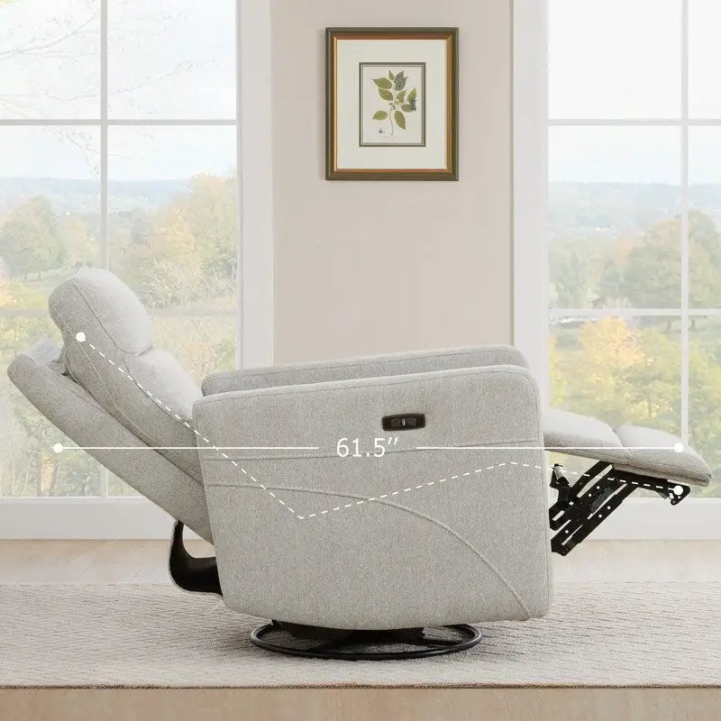 Power Swivel Recliner with Headrest & USB Charging Ports – 270° Swivel