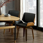 Swivel Wooden Upholstered Dining Chairs Set of 2 – Faux Leather, Mid-Century