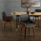 Swivel Wooden Upholstered Dining Chairs Set of 2 – Faux Leather, Mid-Century
