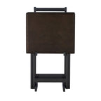 Folding Snack Tray Table Set of 4 with Stand – Grey Wash & Natural