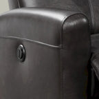 Contemporary Leather Power Recliner with Lumbar Massage – Electric, Push-Button Control