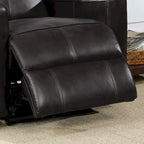 Contemporary Leather Power Recliner with Lumbar Massage – Electric, Push-Button Control