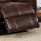 Contemporary Leather Power Recliner with Lumbar Massage – Electric, Push-Button Control