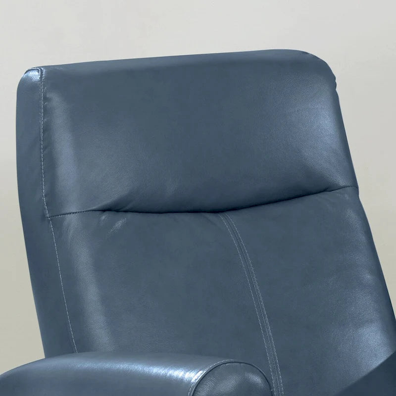 Contemporary Leather Power Recliner with Lumbar Massage – Electric, Push-Button Control