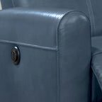 Contemporary Leather Power Recliner with Lumbar Massage – Electric, Push-Button Control