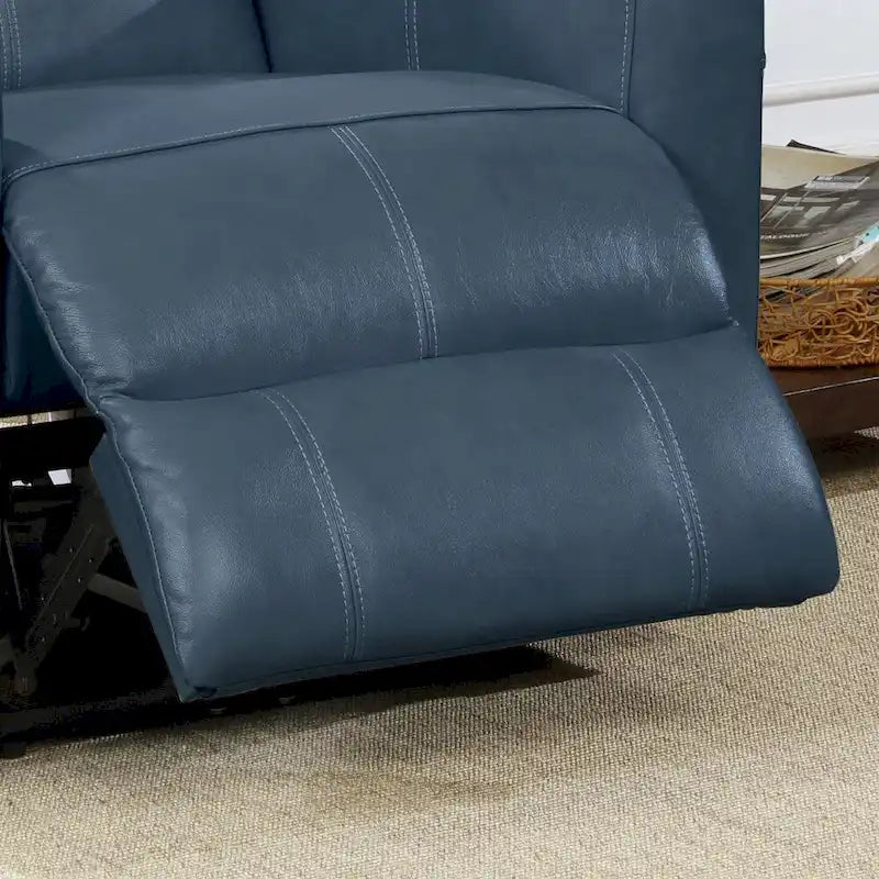 Contemporary Leather Power Recliner with Lumbar Massage – Electric, Push-Button Control