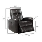 Contemporary Leather Power Recliner with Lumbar Massage – Electric, Push-Button Control