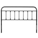 Full Size Black Metal Headboard – Round Spindles, Powder-Coated, Attaches to Existing Frame