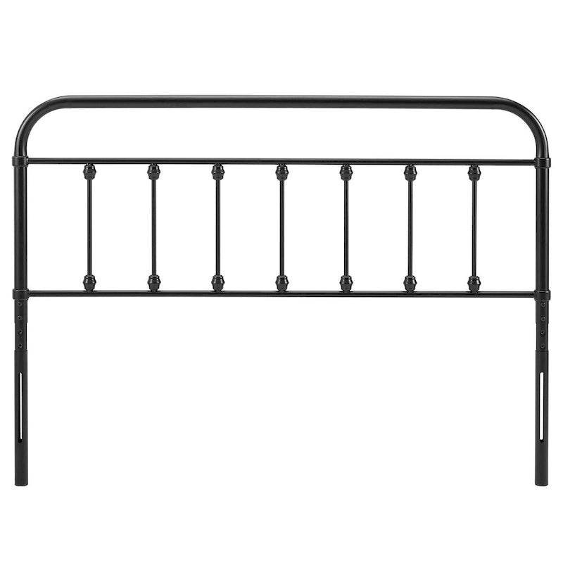 Full Size Black Metal Headboard – Round Spindles, Powder-Coated, Attaches to Existing Frame