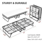 75x31 Rollaway Folding Guest Bed Twin Size with 5 Mattress
