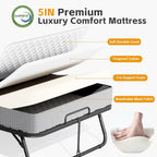 75x31 Rollaway Folding Guest Bed Twin Size with 5 Mattress