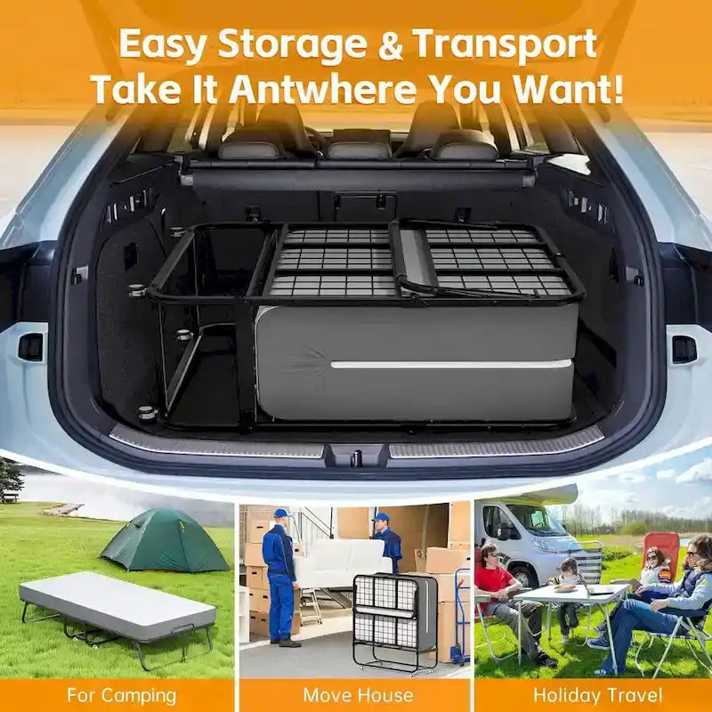 75x31 Rollaway Folding Guest Bed Twin Size with 5 Mattress
