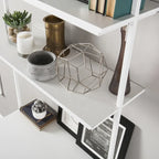 Wall Mount Floating Desk with Open Shelves – White, Space-Saving Home Office