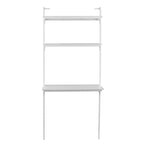 Wall Mount Floating Desk with Open Shelves – White, Space-Saving Home Office