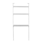 Wall Mount Floating Desk with Open Shelves – White, Space-Saving Home Office