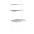 Wall Mount Floating Desk with Open Shelves – White, Space-Saving Home Office