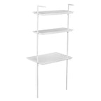Wall Mount Floating Desk with Open Shelves – White, Space-Saving Home Office